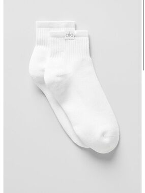 Alo Quarter Crew Street Sock, White, Medium